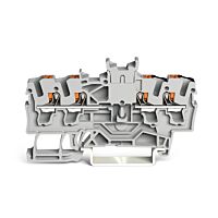 WAGO Svorka 2202-1441 dvojitá průchozí s ovládacím tlačítkem 2,5 mm², šedá