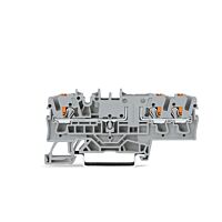 WAGO Svorka 2202-1701 3vodičová průchozí s ovládacím tlačítkem 2,5 mm², šedá