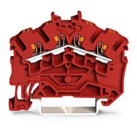 WAGO Svorka 2202-6403 4vodičová průchozí s ovládacím tlačítkem 2,5 mm², červená