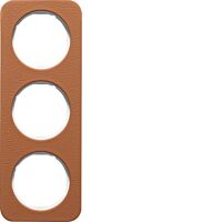 Rámeček 3-násobný, Berker R.1, hnědá kůž