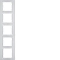 Rámeček 5-násobný, Berker B.3, alu/bílá