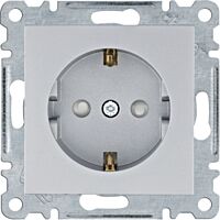 Zásuvka schuko s clonkami, stříbrná mat