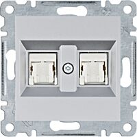 HAGER Zásuvka LUMINA WL2122 datová 2xRJ CAT5E UTP 8-pólová IP20 stříbrná mat