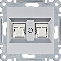 HAGER Zásuvka WL2142 datová 2xRJ CAT5E FTP IP20 stříbrná