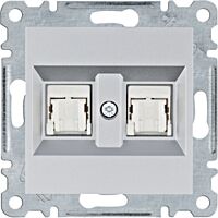 HAGER Zásuvka LUMINA WL2162 datová 2xRJ CAT6 UTP 8-pólová IP20 stříbrná mat