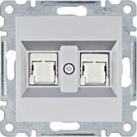 HAGER Zásuvka WL2182 datová 2xRJ CAT6 FTP IP20 stříbrná
