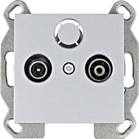 HAGER Zásuvka LUMINA WL3012 TV+R koncová IP20 stříbrná mat