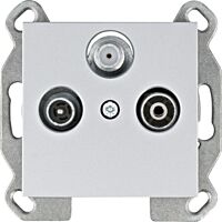 HAGER Zásuvka LUMINA WL3112 TV+R+SAT koncová IP20 stříbrná mat