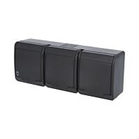 FAMATEL GALATEA Zásuvka 2P+PE 3-násobná vodorovná IP44 černá