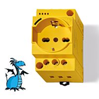 Zásuvka na DIN-lištu s LED SCHUKO žlutá