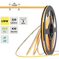 LED pásek COB UWW, 320LED/m, 6W/m, DC 24