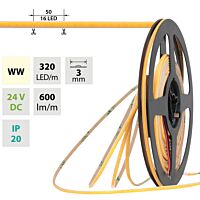 LED pásek COB WW, 320LED/m, 6W/m, DC 24V