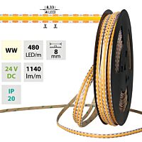 LED pásek COB WW, 480LED/m, 12W/m, DC 24