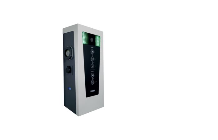 HAGER Stanice witty.park nabíjecí, zásuvka 2xT2 + 2x230V, 3F, 2x22kW, RFID+IP, IP54