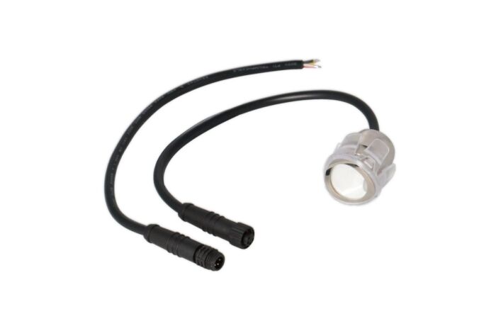 MCLED Svídidlo do zábradlí, Ø25x30,5 mm, 2 W, RGB, 24 VDC, IP67, 80° asymetrické s konektorem