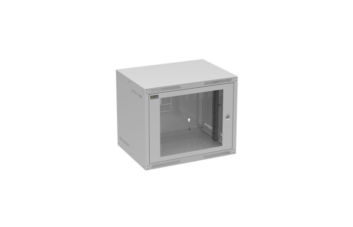 SOLARIX Skř&iacute;ň n&aacute;stěnn&aacute; GrandN-9U-645-11-G, 450mm, 19", skleněn&eacute; dveře, IP20, &scaron;ed&aacute;