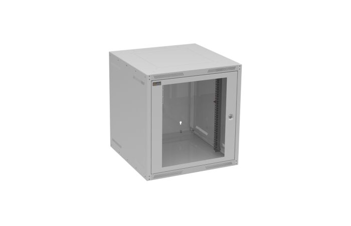 SOLARIX Skř&iacute;ň n&aacute;stěnn&aacute; GrandN-12U-66-11-G, 600mm, 19", skleněn&eacute; dveře, IP20, &scaron;ed&aacute;