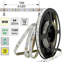 MCLED Pásek LED SMD2835 WW, 60LED/m, 14,4W/m, 1224lm/m, IP20, DC 24V, 10mm, 50m