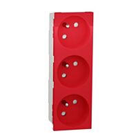 SCHNEIDER Unica - Zásuvka trojitá 45° 250V/16A 3x2P+E, clonky, bezšroubová, Červená