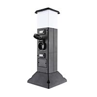 SOLIGHT Sloupek PG05 zahradní IP44 s LED osvětlením, plast, 2 zásuvky, hranol, černý