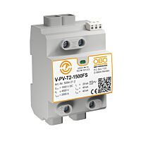 OBO BETTERMANN Svodič přepětí pro FV typ 2, 40kA(8/20),DS, 1500V DC, šedá  typ V-PV-T2-1500+FS
