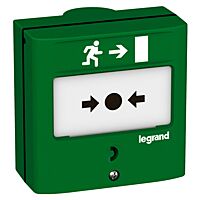 Tlačítko LEGRAND 1NO/NC  pož.nozové zel.