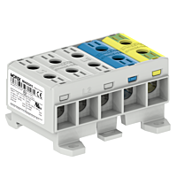 MOREK Univerzální řadová svorka OTL 35-5x(5pól.) 5xAl/Cu 2,5-35mm² 1500V šedá, modrá, zel/žlutá
