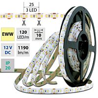 MCLED Pásek LED SMD2835 WW, 120LED/m, 14W/m, 1190lm/m, IP20, DC 12V, 10mm, 5m