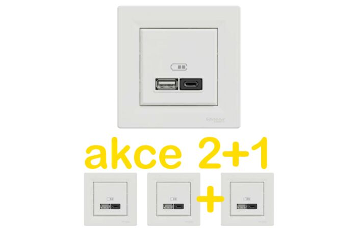 SCHNEIDER Z&aacute;suvka Asfora USB A+C rychlonab&iacute;ječka 45W, b&iacute;l&aacute; - (1ks zdarma) 3ks v balen&iacute;