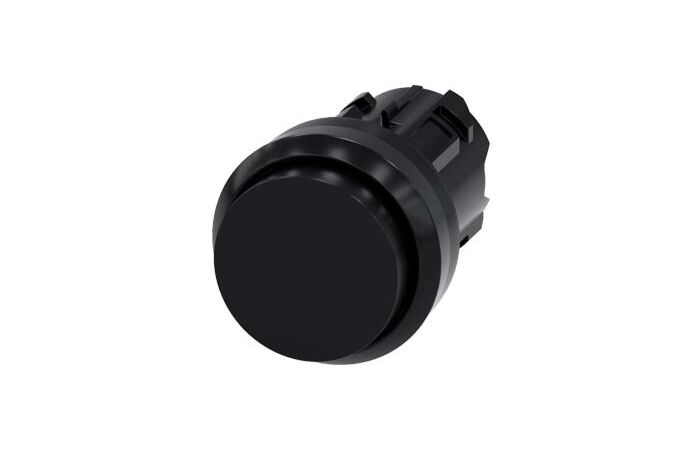 SIEMENS Tlačítko, 22 mm, kulaté, plast, černá barva, knoflík stiskací