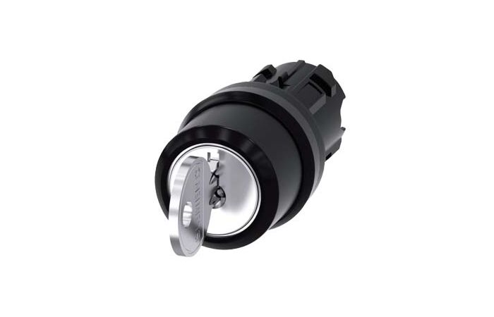 SIEMENS Spínač klíčový RONIS, 22 mm, kulatý, plast, vytažení klíče I+II