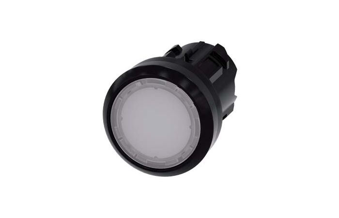 SIEMENS Tlačítko, osvětlené, 22 mm, kulaté, plast, bílé, knoflík stiskací