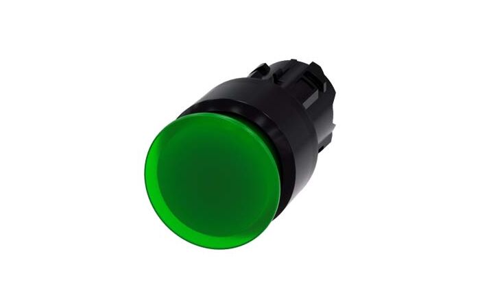 SIEMENS Tlačítko hřibové, osvětlené, 22 mm, kulaté, plast, zelená, 30 mm