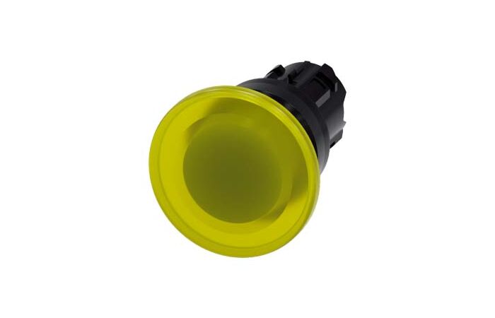 SIEMENS Tlačítko hřibové, osvětlené, 22 mm, kulaté, plast, žlutá barva, 40 mm