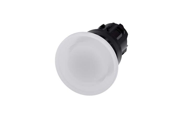 SIEMENS Tlačítko hřibové, osvětlené, 22 mm, kulaté, plast, bílá, 40 mm