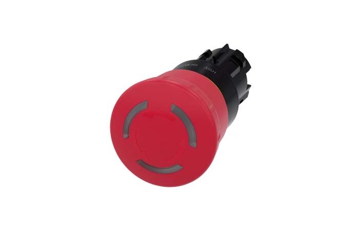 SIEMENS Tlačítko hřibové nouzového zastavení, osvětlené, 22 mm, kulaté, plast, červená, 40 mm
