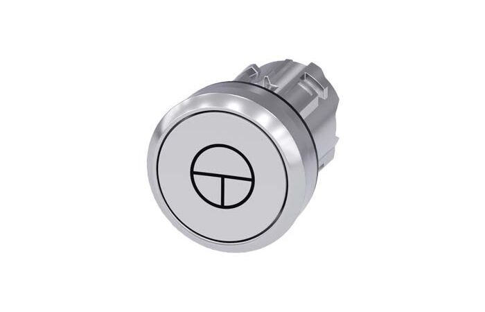 SIEMENS Tlačítko, 22 mm, kulaté, kov, s vysokým leskem, bílé, se symbolem: krokový režim