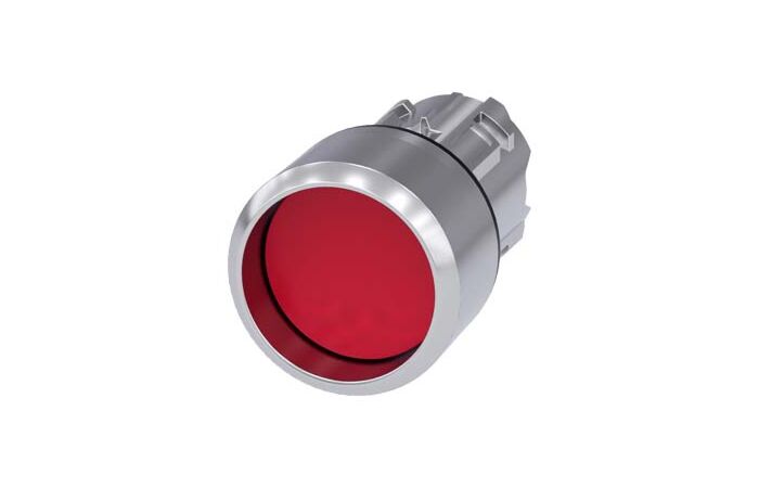 SIEMENS Tlačítko, 22 mm, kulaté, kov, s vysokým leskem, červená, čelní kroužek