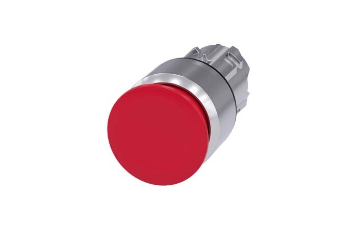 SIEMENS Tlačítko hřibové, 22 mm, kulaté, kov, s vysokým leskem, červená, 30 mm