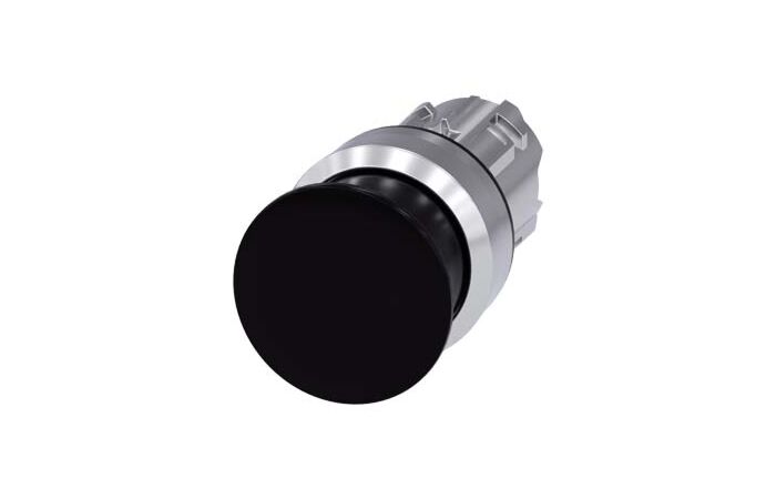 SIEMENS Tlačítko hřibové, 22 mm, kulaté, kov, s vysokým leskem, černá, 30 mm