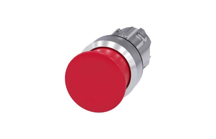SIEMENS Tlačítko hřibové, 22 mm, kulaté, kov, s vysokým leskem, červená, 30 mm