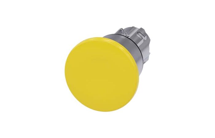 SIEMENS Tlačítko hřibové, 22 mm, kulaté, kov, s vysokým leskem, žlutá