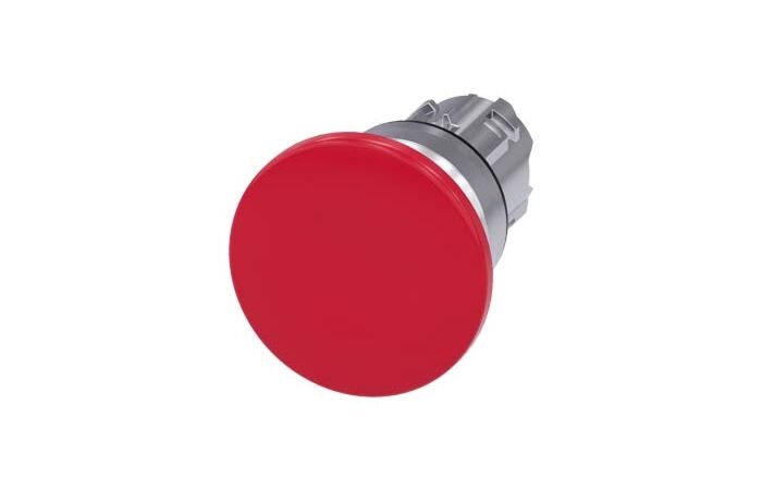 SIEMENS Tlačítko hřibové, 22 mm, kulaté, kov, s vysokým leskem, červená, 40 mm