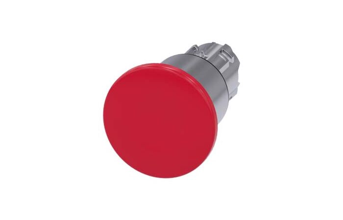 SIEMENS Tlačítko hřibové, 22 mm, kulaté, kov, s vysokým leskem, červená, 40 mm