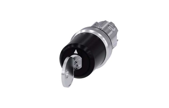 SIEMENS Spínač klíčový CES, 22 mm, kulatý, kov, s vysokým leskem, vytažení klíče O