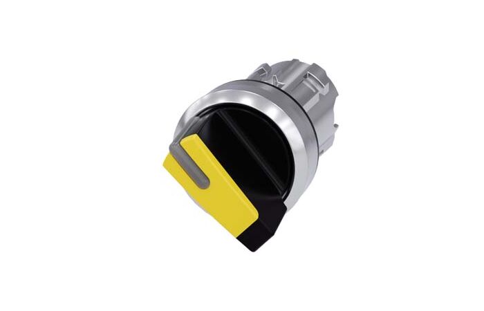 SIEMENS Spínač otočný, s osvětlením, 22 mm, kulatý, kov, s vysokým leskem, žlutá barva