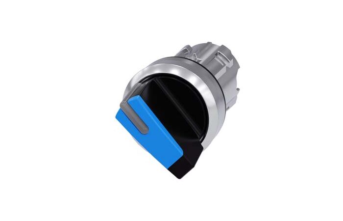 SIEMENS Spínač otočný, s osvětlením, 22 mm, kulatý, kov, s vysokým leskem, modrá