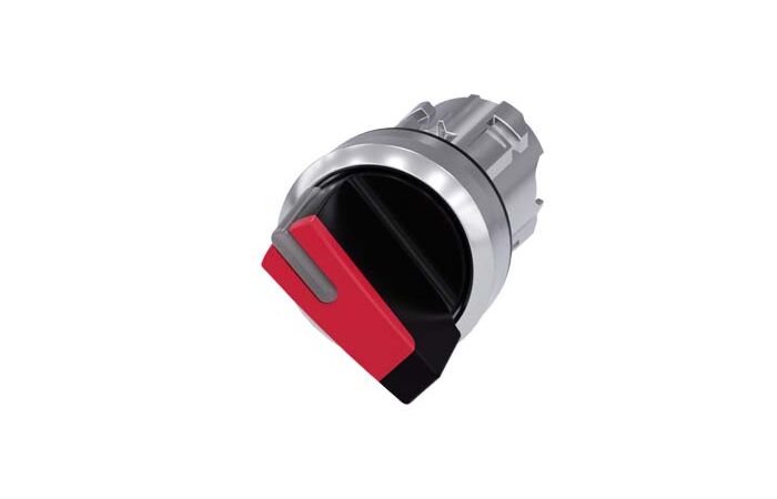 SIEMENS Spínač otočný, s osvětlením, 22 mm, kulatý, kov, s vysokým leskem, červená