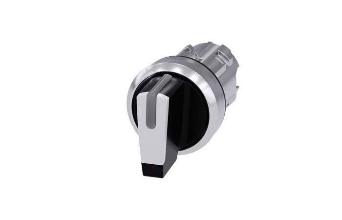 SIEMENS Spínač otočný, prosvětlený, 22 mm, kulatý, kov, s vysokým leskem, bílý