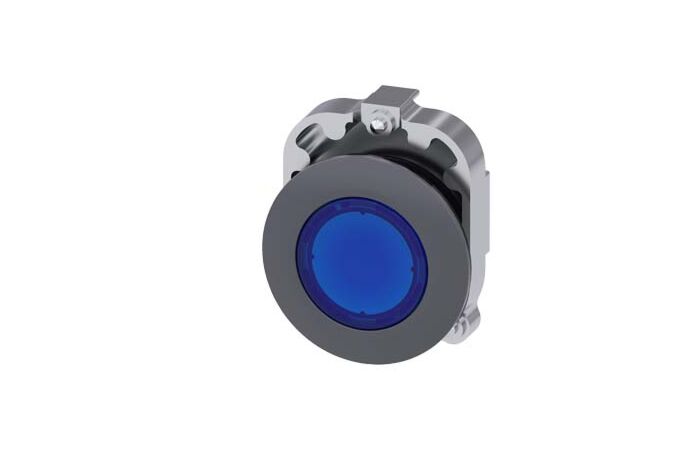SIEMENS Tlačítko, osvětlené, 30 mm, kulaté, kov, matné provedení, modré